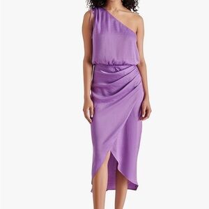 STEVE MADDEN ADELE DAHLIA PURPLE ONE-SHOULDER SMALL MIDI DRESS